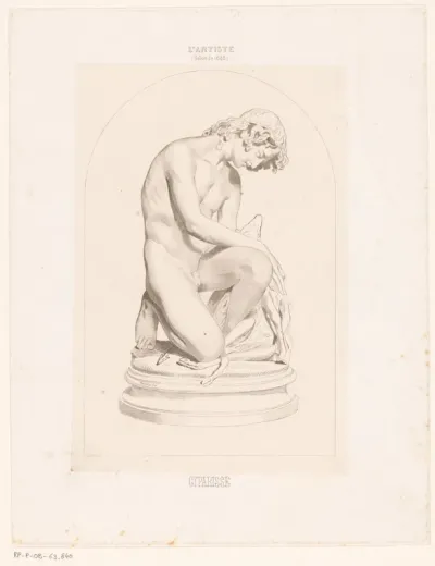 Sculptuur van een knielende Cyparissus