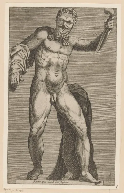 Sculptuur van een naakte faun