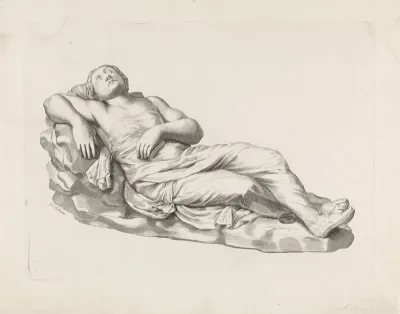 Sculptuur van een slapende vrouw