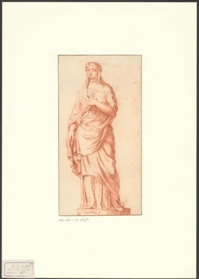 Sculptuur van een vrouwelijk figuur in een klassiek gewaad