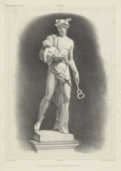 Sculptuur van Mercurius ontfermt zich over de jonge Bacchus