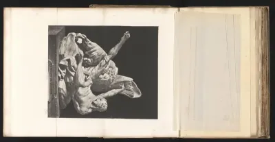 Sculptuur van Milo van Croton gebeten door een leeuw