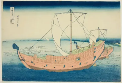 Sea Lane off Kazusa Province (Kazusa no kairo), from the series "Thirty-Six Views of Mount Fuji (Fugaku sanjurokkei)"