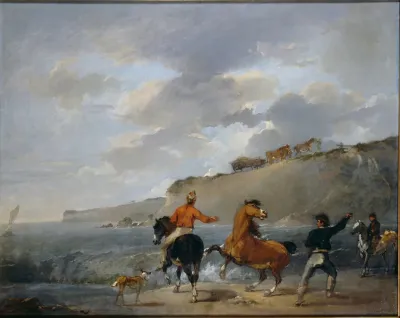 Sea Shore with Rearing Horse
