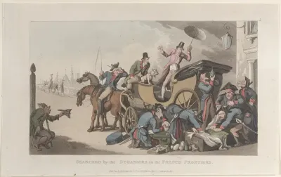 Searched by the Douaniers on the French Frontiers, from "Journal of Sentimental Travels in the Southern Provinces of France, Shortly Before the Revolution"
