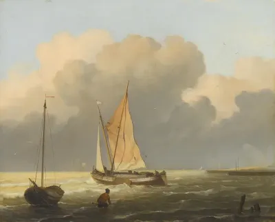 Seas off the Coast, with Spritsail Barge