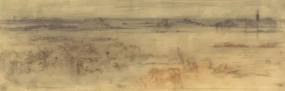 Seascape with a Fortified City at Right, Islands at Left and a Cottage in the Foreground