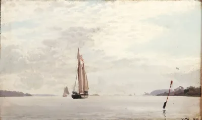 Seascape with sailing ships in a fiord