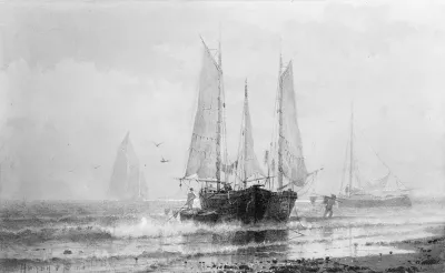 Seascape—Fishing Boats by the Shore