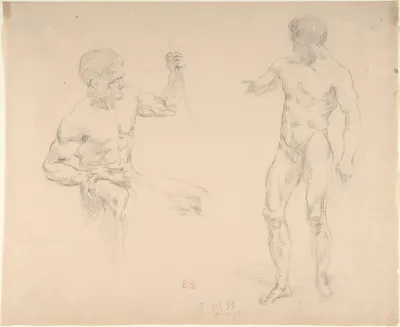 Seated and Standing Male Nudes, after photographs by Eugène Durieu