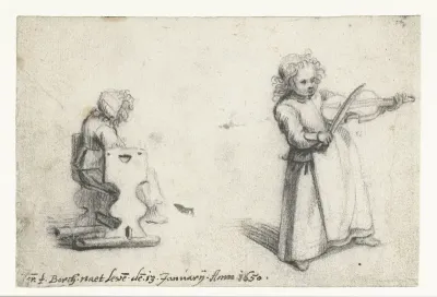 Seated Child and a Child Playing the Violin