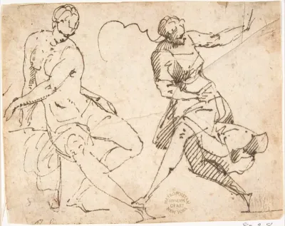 Seated Female Nude and Dancing Female Figure