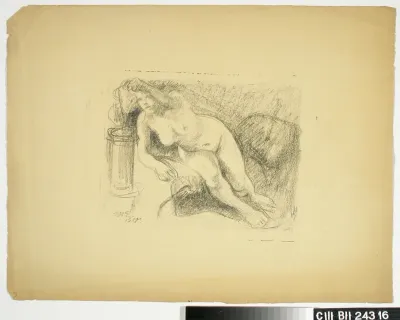 Seated Female Nude Leaning Forward