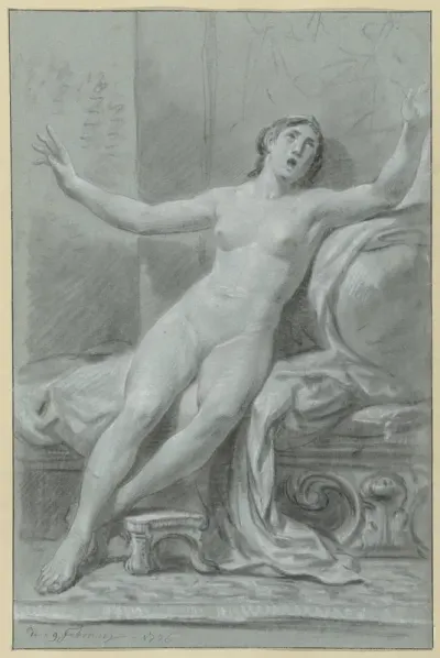 Seated Female Nude, with Raised Arms