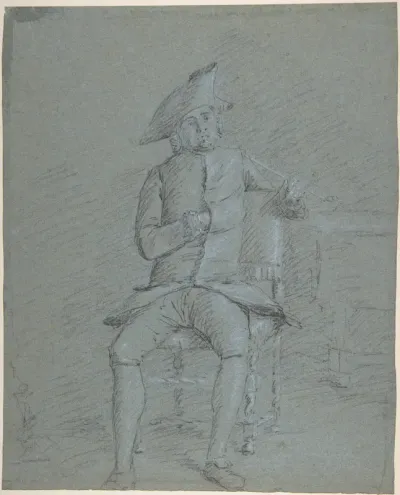 Seated Gentleman Holding a Pipe (recto); Half-Length Study of the Same Man (verso)