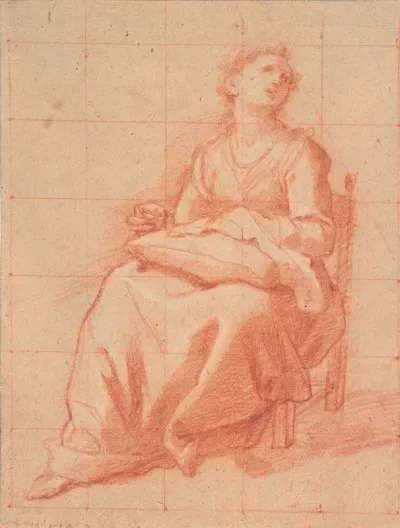 Seated girl sewing