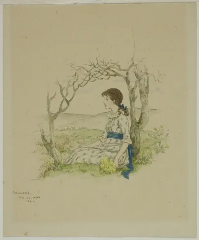 Seated Girl with Primroses