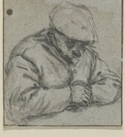 Seated, Hunched Over Man