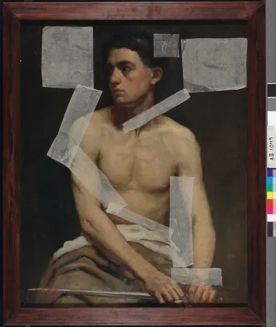 Seated Male Model Holding a Sword, Academy Study