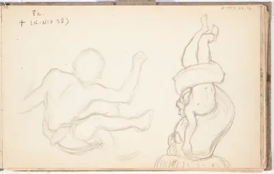 Seated Man and a Fish Creature Wrapped around a Human Figure