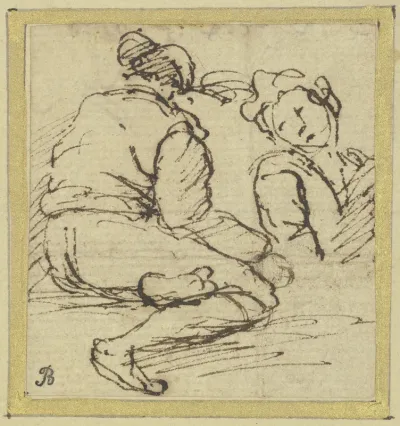 Seated Man and Half Figure