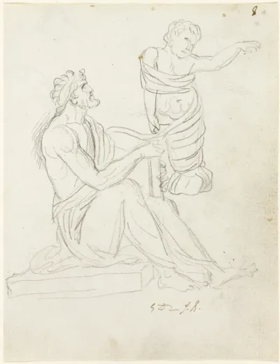 Seated Man and Swaddled Baby