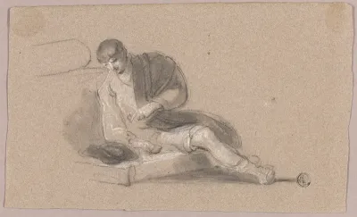 Seated Man Pointing Downwards (recto and verso)
