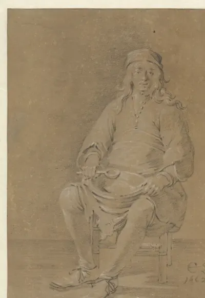 Seated Man with a Bowl and a Spoon in his Lap
