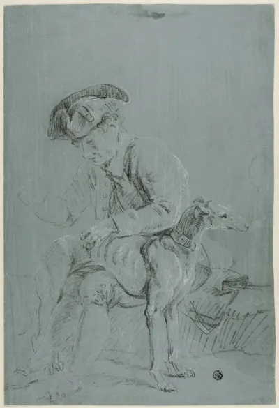 Seated Man with Dog