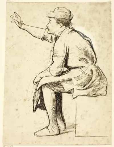 Seated Man with Raised Arm