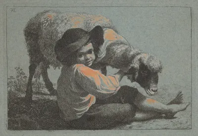 Seated Peasant Boy Holding a Sheep