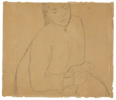 Seated Tahitian Woman (related to the painting Te faaturuma [Reverie])