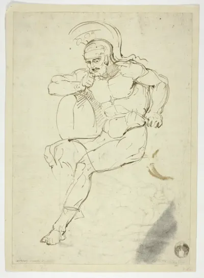Seated Warrior (recto); Striding Warrior (verso)