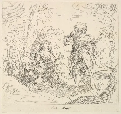 Seated woman and Bearded Man in a Landscape