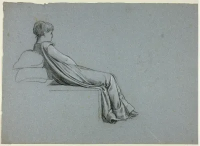 Seated Woman Leaning on Pillows