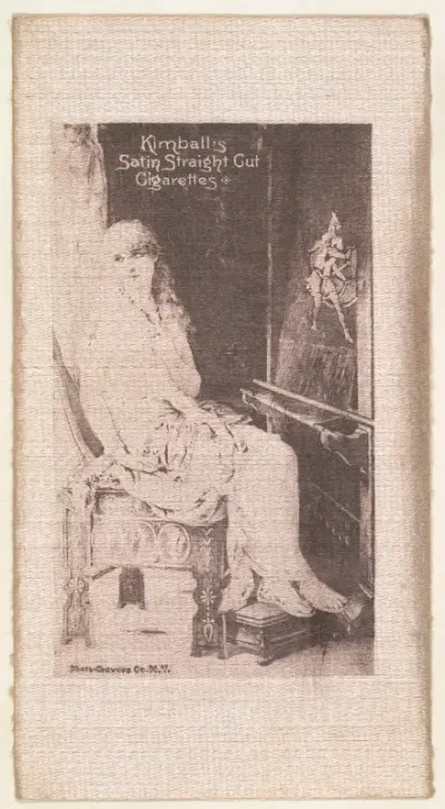 Seated woman (on purple silk), from the Girl Art Subjects series (N193) issued by Wm. S. Kimball & Co.
