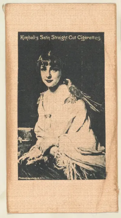 Seated woman with bird on shoulder (on brown silk), from the Girl Art Subjects series (N193) issued by Wm. S. Kimball & Co.
