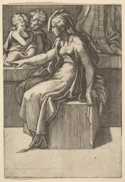 Seated Woman with two Children
