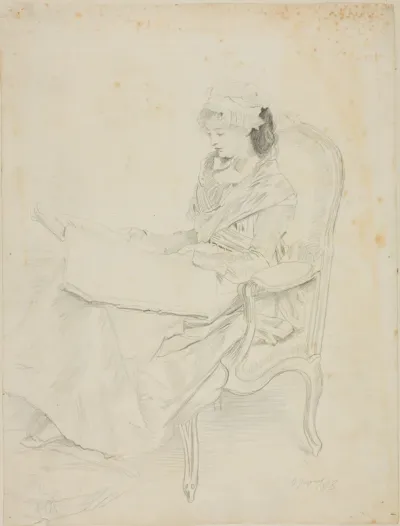 Seated Young Woman Reading
