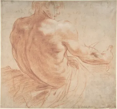 Seated Youth Facing Right, Seen from the Back