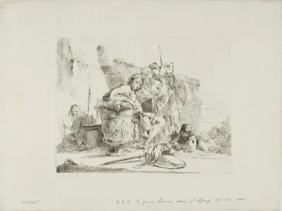 Seated Youth Leaning Against an Urn, from Capricci