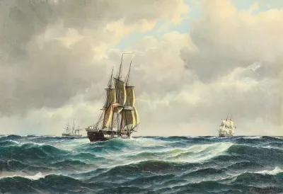 Seestück mit dänischem Segelschiff