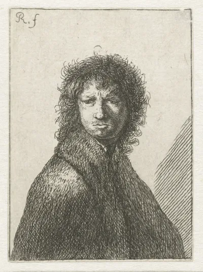 Self-portrait, frowing: bust