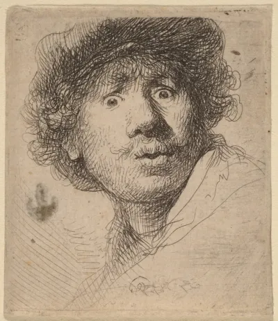 Self-Portrait in a Cap, Open-Mouthed