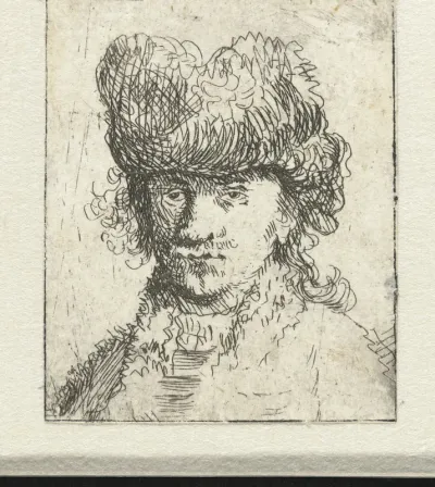 Self-portrait in a fur cap: bust