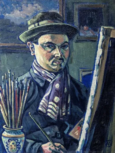 Self-portrait in the studio