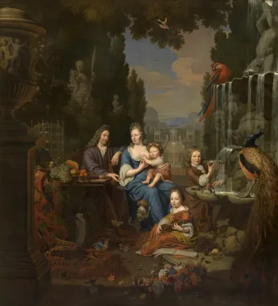 Self portrait of Michiel van Musscher (1645-1705) with his family