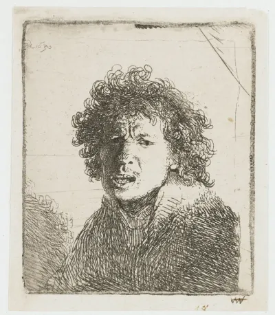 Self-portrait open mouthed, as if shouting: bust