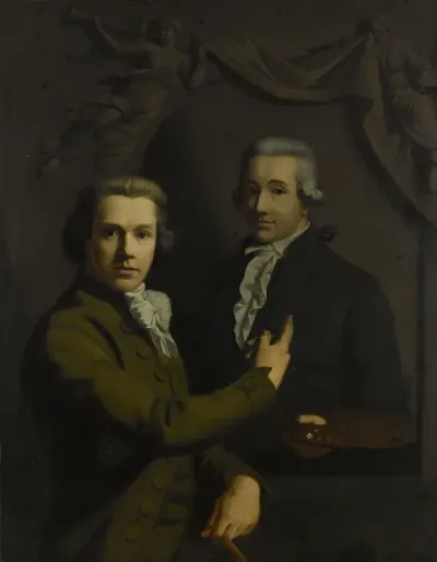 Self Portrait Pointing to the Portrait of his deceased Colleague Dirk Jacobs Ploegsma