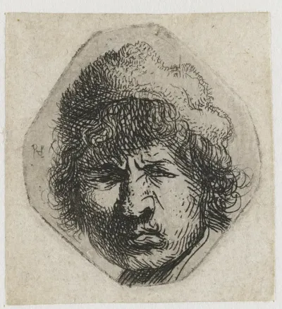 Self-portrait scowling